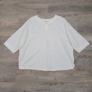 Hot Cotton Linen Cotton Blend Tunic Top Wide Sleeve White Cottagecore Lagenlook